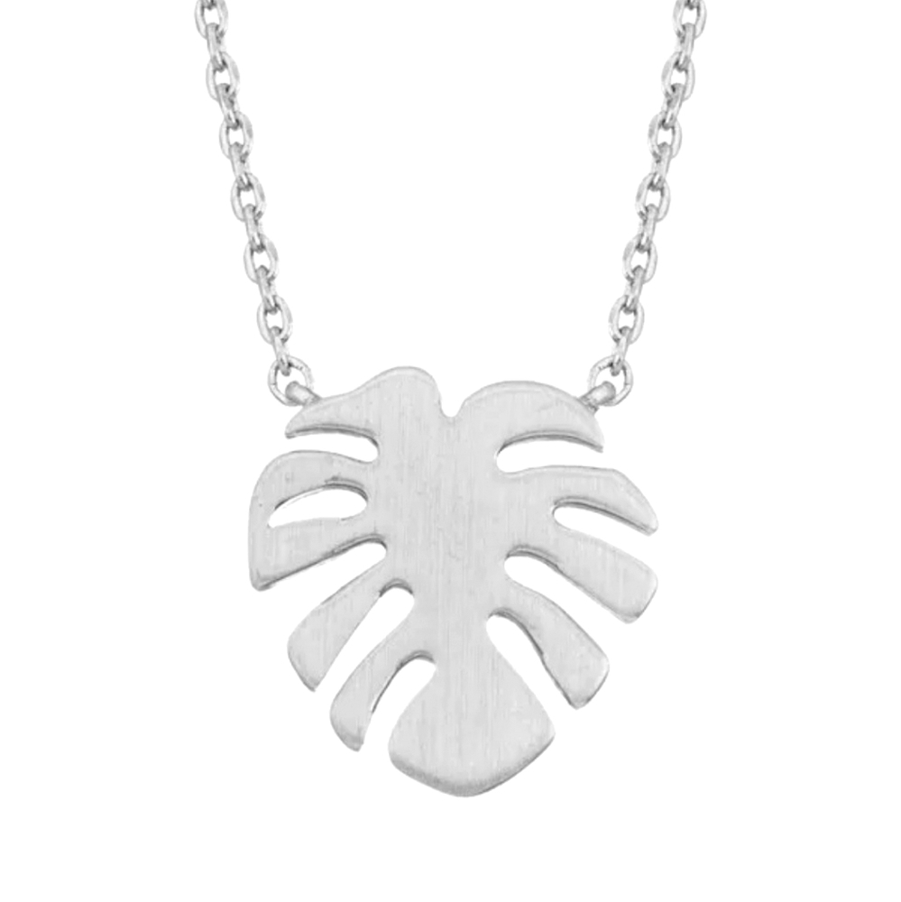 Monstera Leaf Silver Necklace